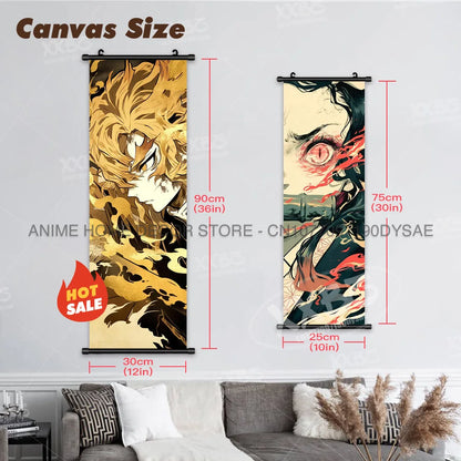 Demon Slayer Poster Home Decor Hashibira Inosuke Canvas Scrolls Picture Agatsuma Zenitsu Wall Art Kamado Nezuko Hanging Painting