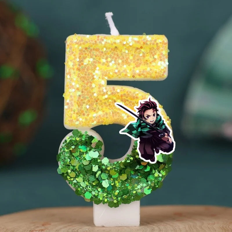 Demon Slayer Tanjirou Digital Candle Number 0-9 Kids Birthday Cake Decoration Supplies Cartoon Anime Party Accessories Supplies
