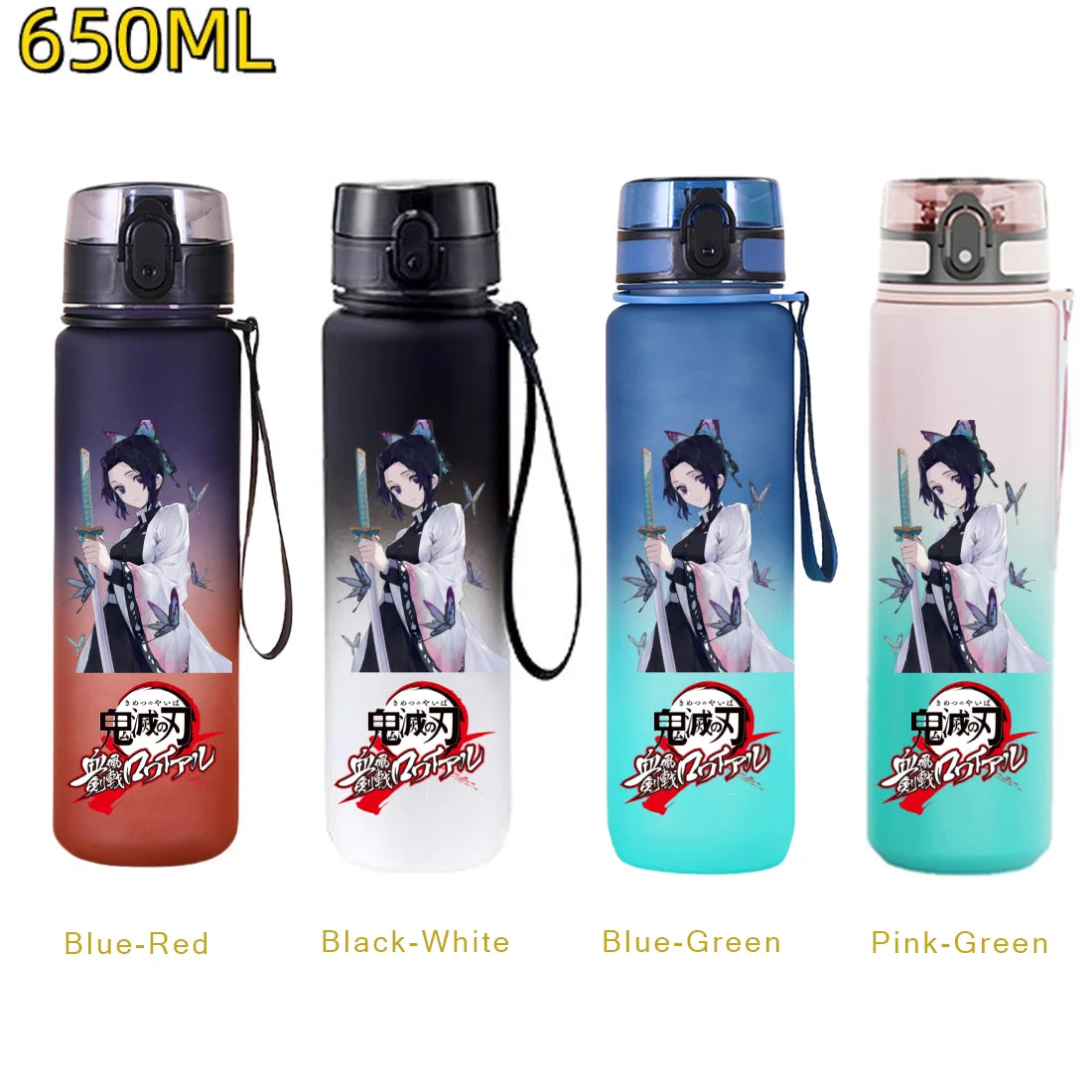 650ML Demon Slayer Kamado Tanjirou Rengoku Kyoujurou Portable Sports Water Bottle Leak Proof Outdoor Travel Sports Fitness Jugs