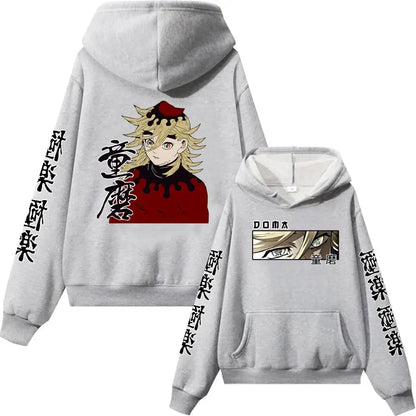 Hot Anime Demon Slayer Hoodie Douma Print Sweatshirt Men Women Casual Loose Clothing Harajuku Unisex Autumn