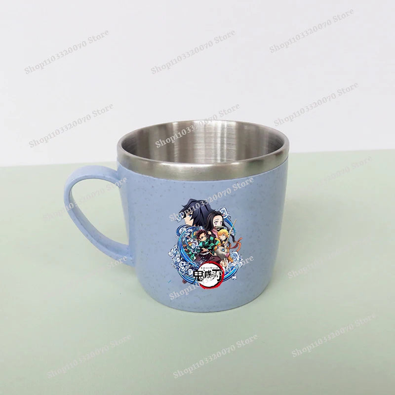 Demon Slayer Kimetsu No Yaiba Double Layer Anti-scalding Water Cup Anime 304 Stainless Steel Milk Mug Anti Drop Water Glass Gift