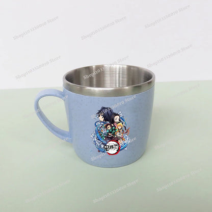 Demon Slayer Kimetsu No Yaiba Double Layer Anti-scalding Water Cup Anime 304 Stainless Steel Milk Mug Anti Drop Water Glass Gift