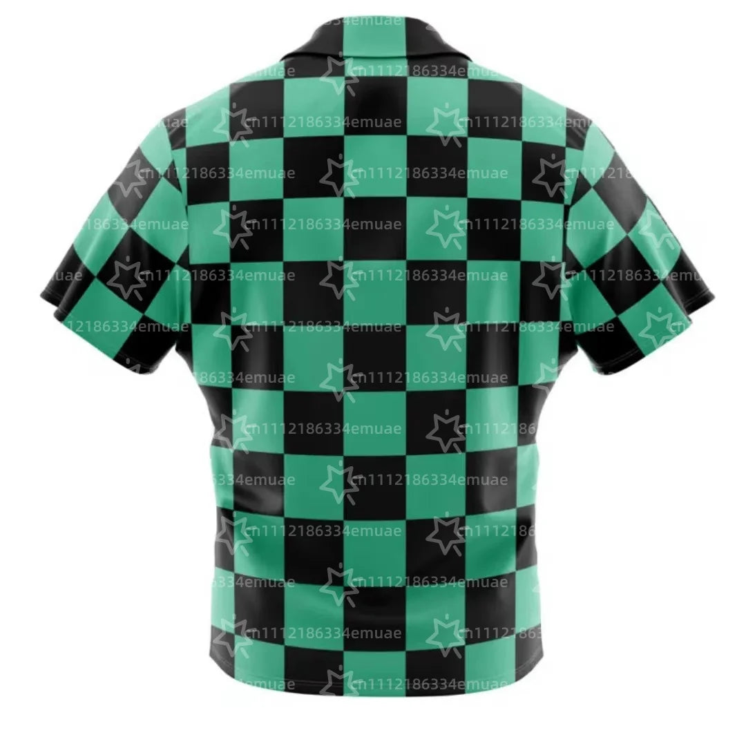 2026 Tanjiro Kamado Demon Slayer Button Up Hawaiian Shirt Sports Dry Quickly Men's Shirt Children's Clothing Tee Top Y2k Woman