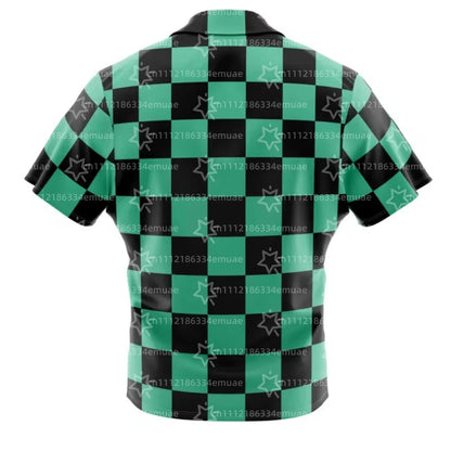 2026 Tanjiro Kamado Demon Slayer Button Up Hawaiian Shirt Sports Dry Quickly Men's Shirt Children's Clothing Tee Top Y2k Woman