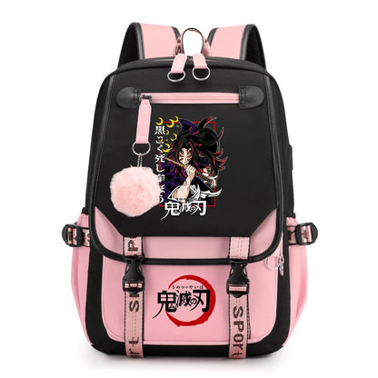 Demon Slayer Anime Print Backpack for Girls Casual School Bookbag Lightweight Teen Travel Rucksack