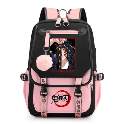 Demon Slayer Anime Print Backpack for Girls Casual School Bookbag Lightweight Teen Travel Rucksack