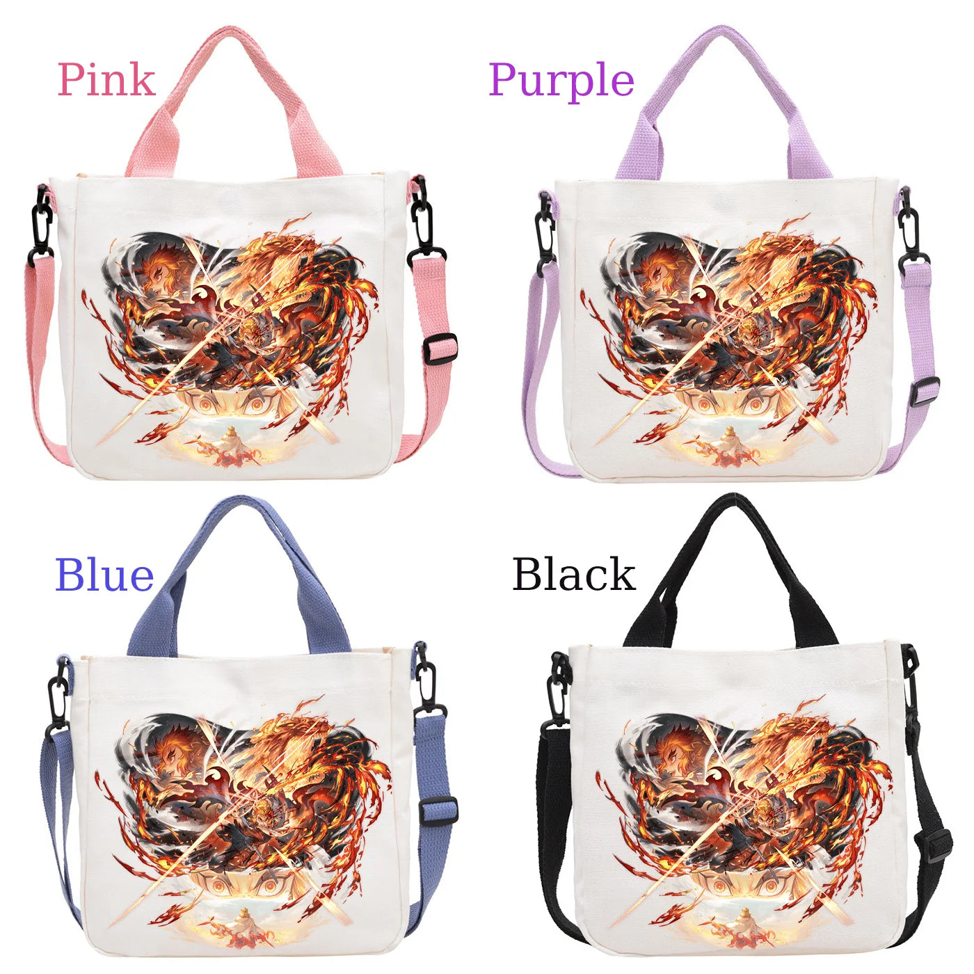 Demon Slayer Kamado Nezuko Tanjirou Anime Cartoon Crossbody Bag Commuting Shoulder Bag Canvas Tote Bags Handbag Birthday Gift