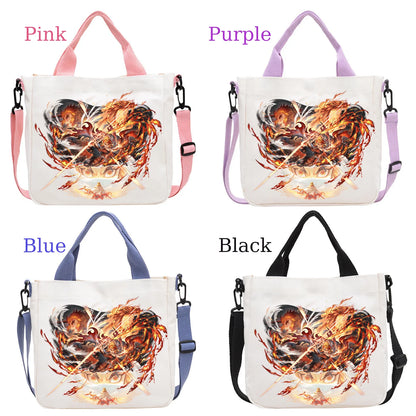 Demon Slayer Kamado Nezuko Tanjirou Anime Cartoon Crossbody Bag Commuting Shoulder Bag Canvas Tote Bags Handbag Birthday Gift