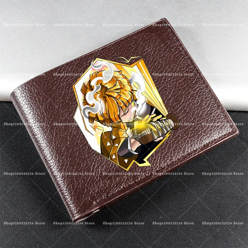 Demon Slayer Man Wallet Anime Print Short Wallets Portable Card Pack Fashion Zipper Coin Purse Adult Card Holder Male Money Bag