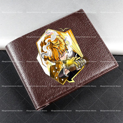 Demon Slayer Man Wallet Anime Print Short Wallets Portable Card Pack Fashion Zipper Coin Purse Adult Card Holder Male Money Bag