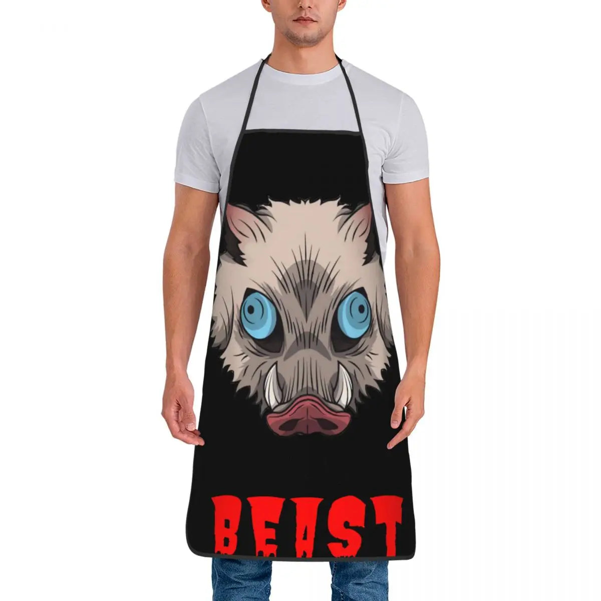 I'm A Beast Hashibira Inosuke Aprons for Women Men Waterproof Cafe Bibs Demon Slayer Anime Polyester Gardening Pinafore
