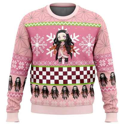 Demon Slayers Winter Christmas Series Blade Round Neck Hoodie Printed Imitation Sweater Knitted Daily Necessities