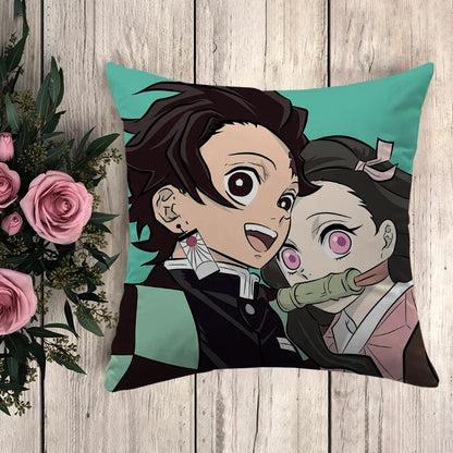 Pillow Demon Slayer Cushion Cover 45*45 Pillowcase Decorative Pillows for Sofa Pilow Cases Pillowcases 50x50 Car Decoration Body
