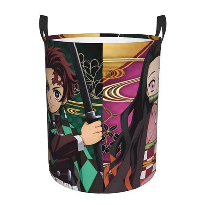 Tanjiro Kamado Demon Slayer Nezuko Kamado Laundry Basket Zenitsu Agatsuma Clothes Hamper for Household Clothes Storage Bag