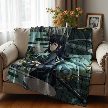 1PC D-Demon Slayer Lightweight Microfiber Soft Christmas Fleece Blanket Warm Cozy Throw for Bed Sofa Office Travel All Season