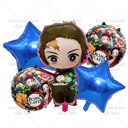 Demon Slayer Boy Foil Balloon Party Decoration Anime Cartoon Figure Decorative Ballons Photo Props Ornaments Toy Birthday Gift