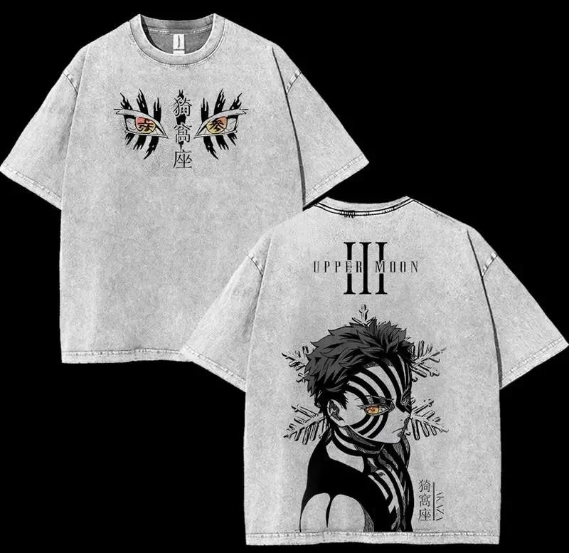 Anime Demon Slayer Retro Double Sided Washed Men's Super Large T-shirt Spring/Summer New Style Suitable for Both Men and Women