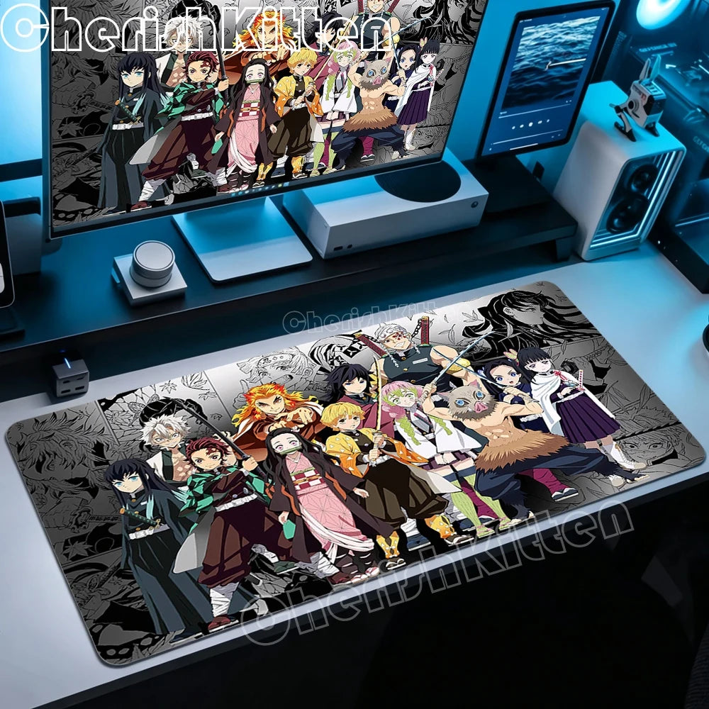 XXL Mouse Pad Large Demon Slayer Mousepad Office Computer Keyboard Gaming Table Mats for Laptop PC Anti-Slip Rubber Desk Mat