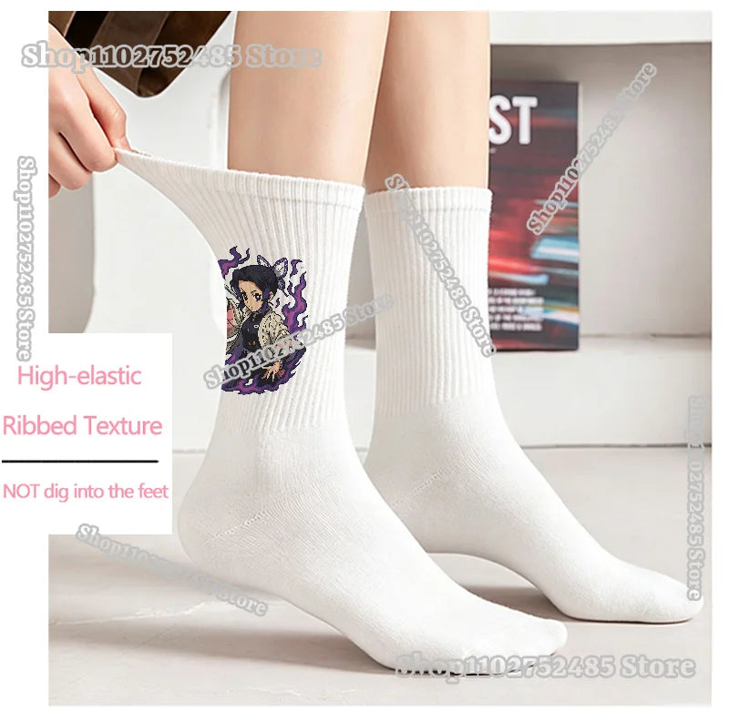 Anime Demon Slayer Socks-Cute Chibi Nezuko & Shinobu Crew Sock Soft Cotton Blend Unisex Casual Fashion Gift for Fans 5 Pairs Set