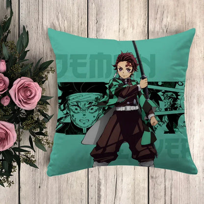 Pillow Demon Slayer Cushion Cover 45*45 Pillowcase Decorative Pillows for Sofa Pilow Cases Pillowcases 50x50 Car Decoration Body