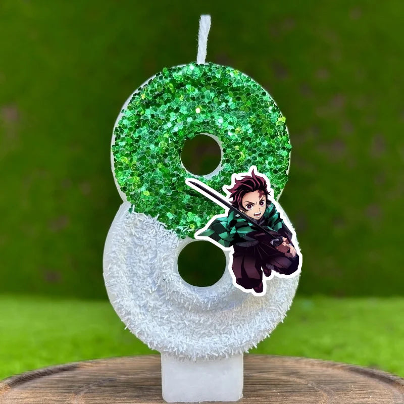 Demon Slayer Tanjirou Digital Candle Number 0-9 Kids Birthday Cake Decoration Supplies Cartoon Anime Party Accessories Supplies