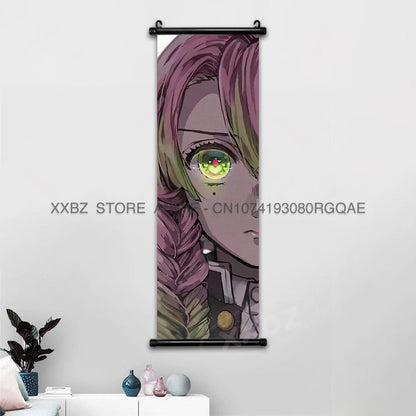 Demon Slayer Scroll Pictures Anime Poster Kochou Shinobu Home Decor Prints Wall Art Canvas Hanging Painting For Living Room Gift