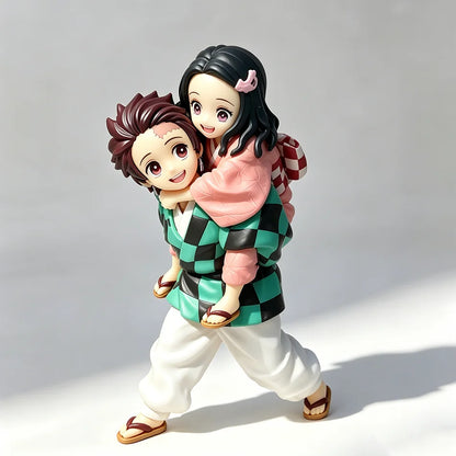 12.5cm Demon Slayer Tanjiro & Nezuko PVC Collectible Cartoon Figure Model Toy Creative Personalized with Packaging Box