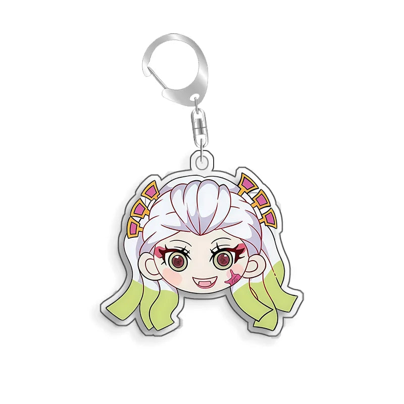 For Demon Slayer Daki Akaza Gyutaro Kokushibo Douma Obanai Iguro Acrylic Selfmade Cartoon Anime Keychain Pendant Toy Gift 5cm