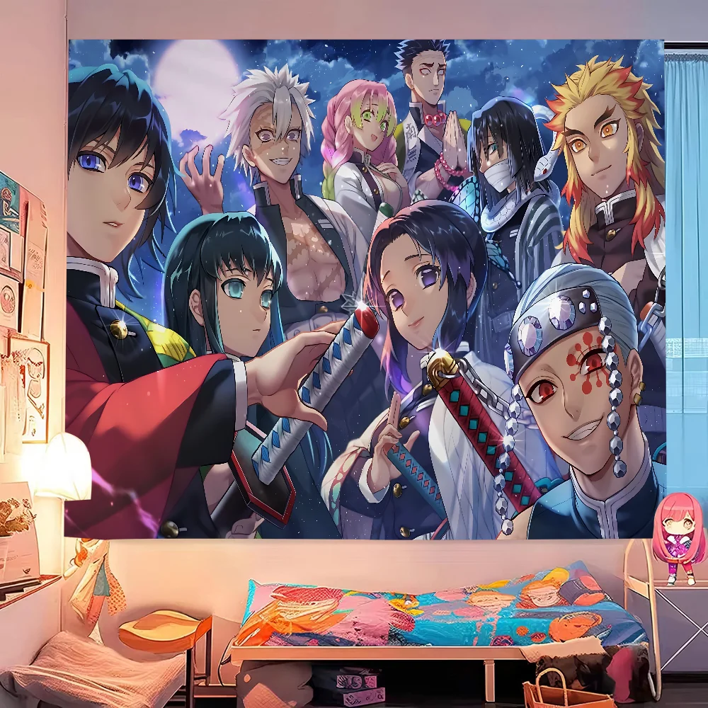 Anime Demon Slayer Colorful Tapestry Wall Hanging Bohemian Wall Tapestries Mandala Wall Art Decor