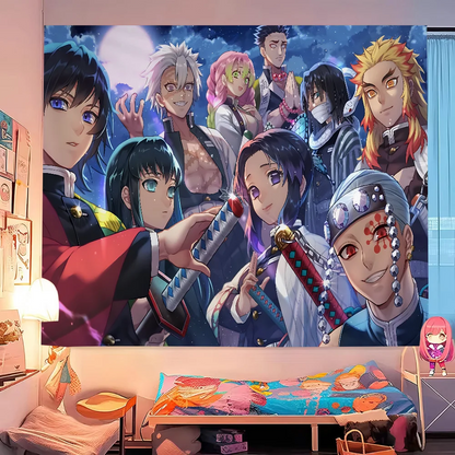 Anime Demon Slayer Colorful Tapestry Wall Hanging Bohemian Wall Tapestries Mandala Wall Art Decor