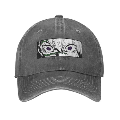 Wind pillar Sanemi Shinazugawa Demons Slayers Baseball Cap Retro Distressed Denim Headwear Outdoor Running Golf  Gift Caps Hat