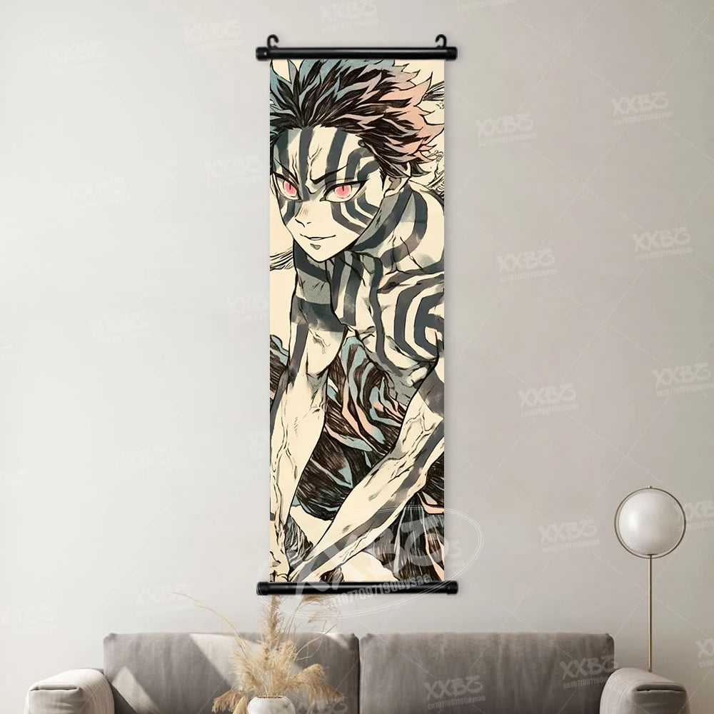 Demon Slayer Poster Home Decor Hashibira Inosuke Canvas Scrolls Picture Agatsuma Zenitsu Wall Art Kamado Nezuko Hanging Painting