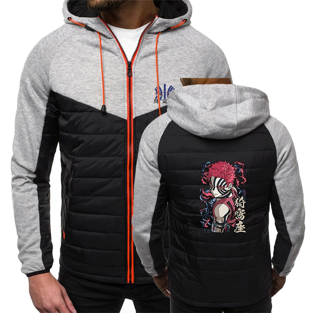 Men's Akaza Logo Print 2026 High Street Jacket Demon Slayer Spring And Autumn Constant Temperature Comfortable Hooded Coat