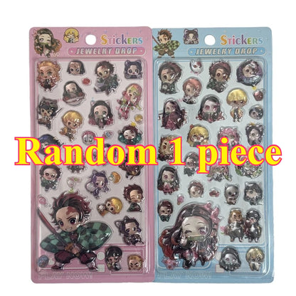 Anime Demon Slayer Style3D Crystal Epoxy Stickers Q Characters Decals for Phone Case Laptop Scrapbooking DIY Crafts Accessories