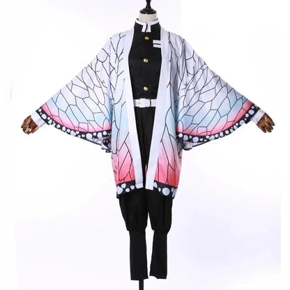 Anime Demon Slayer Kimetsu   Kochou Shinobu Cosplay Kostuum Pruik Set Kimono Uniform Halloween Anime Kostuums Voor Volwassen Kid
