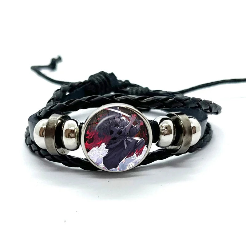 Kokushibo Anime Figure Leather Bracelets Cosplay Eyes Cartoon Horror Multilayer Braided Bracelets Bangles Handmade Jewelry Gifts