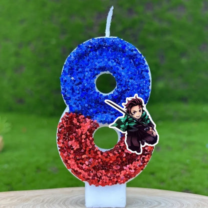 Demon Slayer Tanjirou Digital Candle Number 0-9 Kids Birthday Cake Decoration Supplies Cartoon Anime Party Accessories Supplies