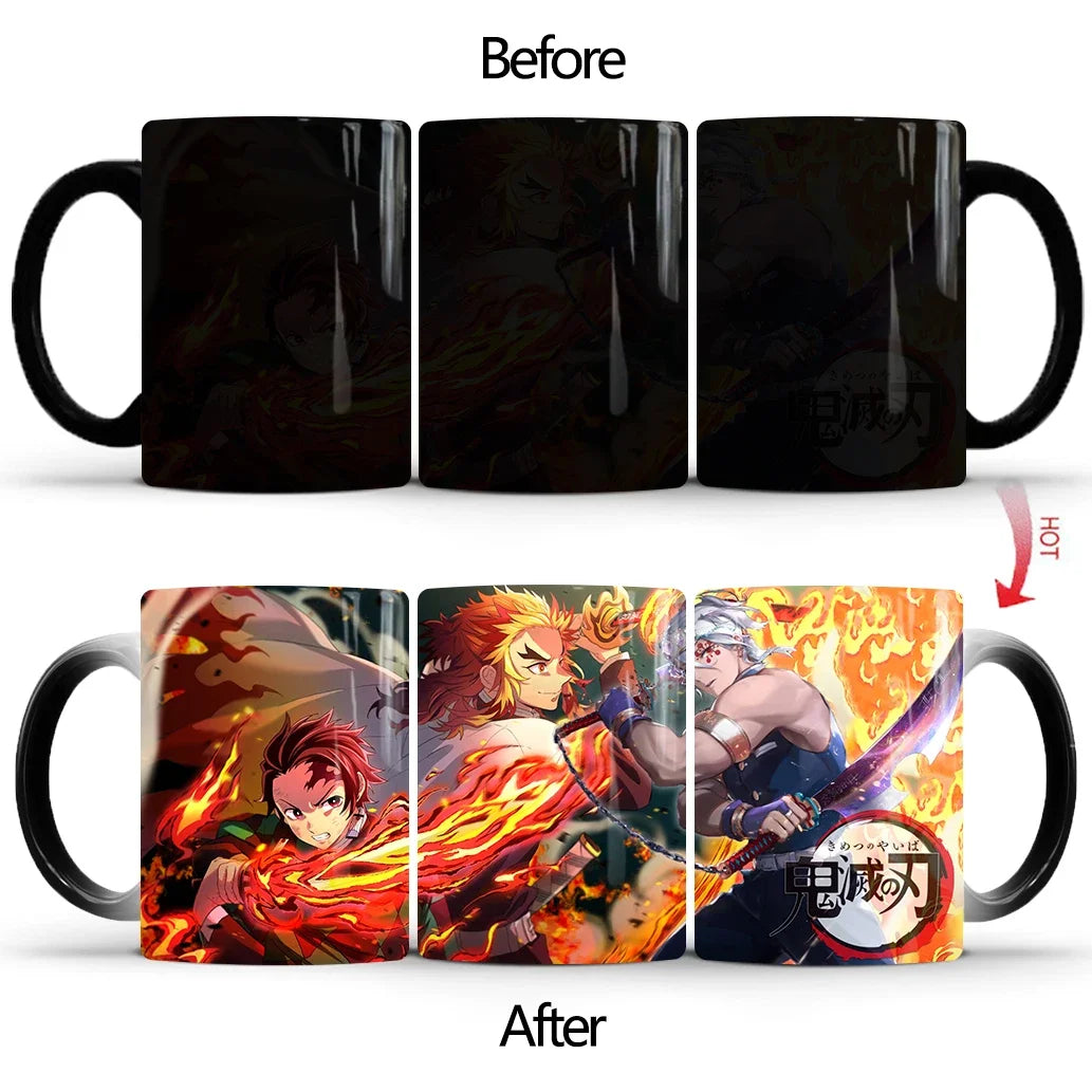 Demon Slayer Discoloration Mug Kimetsu No Yaiba Color Changing Cup Anime Ceramic Coffee Cup Heat Sensitive Milk Tea Mugs Novelty