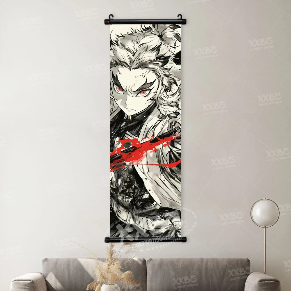 Demon Slayer Poster Home Decor Hashibira Inosuke Canvas Scrolls Picture Agatsuma Zenitsu Wall Art Kamado Nezuko Hanging Painting