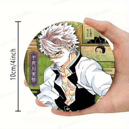 Cartoon Character Shinazugawa Sanemi Wood Coasters Round Coaster Non-slip Heat Insulation Coffee Mats Home Accessories Kitchen