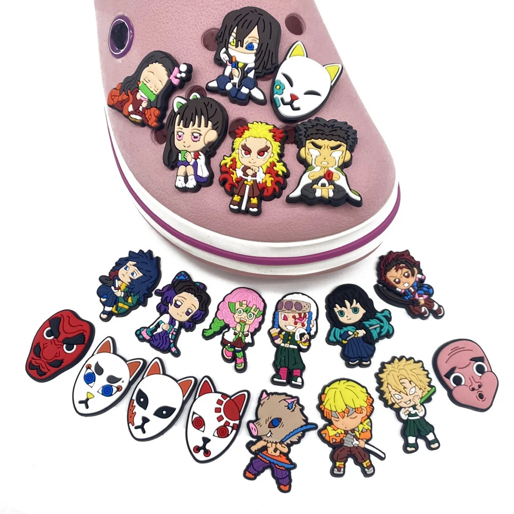 11-31pcs Hot Toys Japanese Popular Manga Demon Series Shoe Charms Cartoon Clog Sandal Shoes Accessories Decoration Kids Gifts