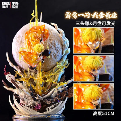 In Stock 51cm Demon Slayer Agatsuma Zenitsu And Kochou Shinobu Gk Anime Figure Statue Desktop Decoration Collection Model Gifts