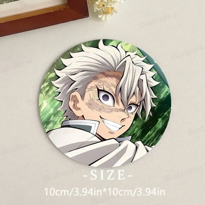 Cartoon Character Shinazugawa Sanemi Wood Coasters Round Coaster Non-slip Heat Insulation Coffee Mats Home Accessories Kitchen