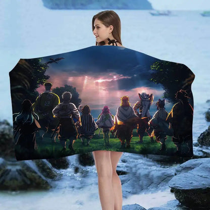 Anime D-DemonS Slayer Microfiber Blanket Quick Drying Beach Towels Oversized Printing Super Absorbent Pool Towel Blanket
