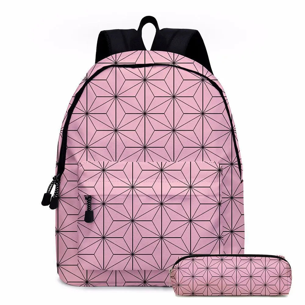 Anime Demon Slayer Series Tanjirou Nezuko Zenitsu Kochou Shinobu Backpack School Bag School Bag Student Pen Case Set Cute Gift