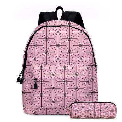 Anime Demon Slayer Series Tanjirou Nezuko Zenitsu Kochou Shinobu Backpack School Bag School Bag Student Pen Case Set Cute Gift