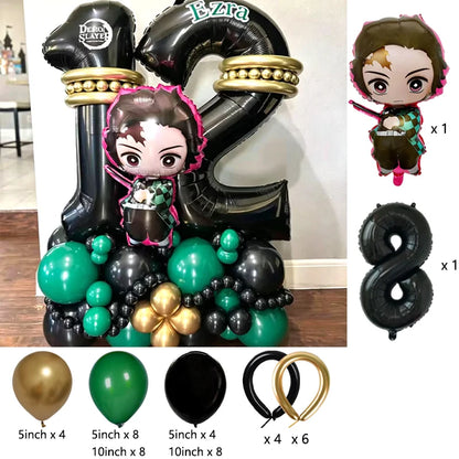 Premium Demon Slayer Theme Balloon Arch Garland Kit Anime Balloon Chain Set Birthday Party Baby Shower Decor