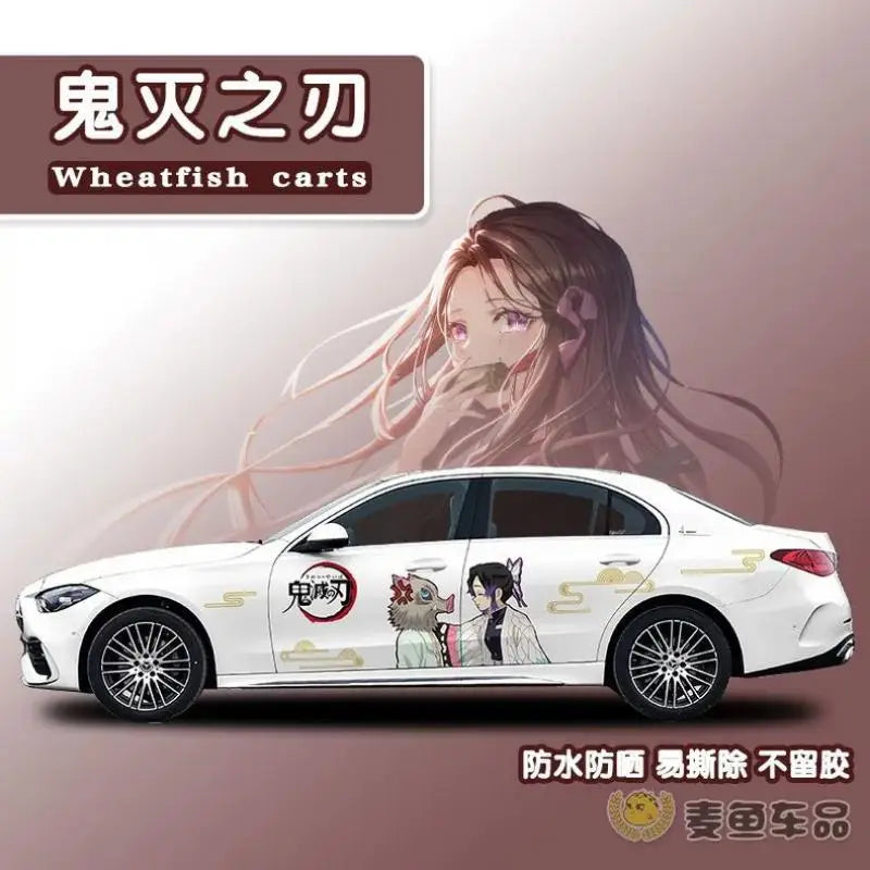 new Demon Slayer Sticker Car Body Decoration Car Clothes Diy Cute Kamado Tanjirou Kochou Shinobu Car Decoration Sticker Gift