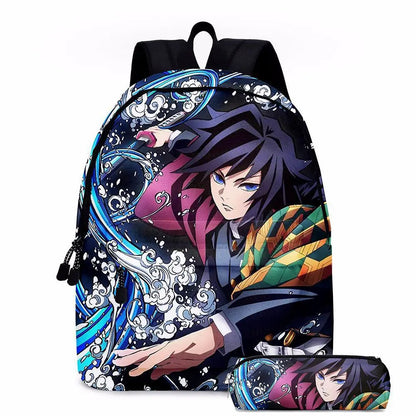 Anime Demon Slayer Series Tanjirou Nezuko Zenitsu Kochou Shinobu Backpack School Bag School Bag Student Pen Case Set Cute Gift