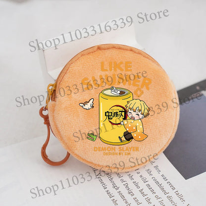 Demon Slayer Coin Purse Anime Figure Tanjiro Nezuko  Giyu Tomioka Wallet Key Earphones Storage Pouch Cute Round Mini Zero Wallet